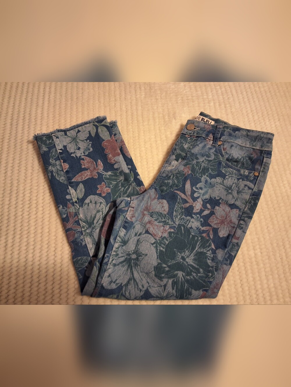 Code Bleu Blue Floral Skinny Jeans
